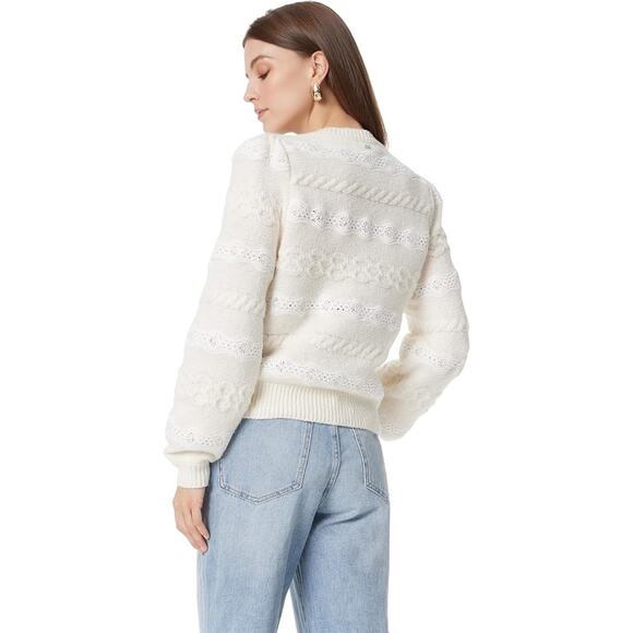 NEW Sam Edelman - NWT - Jette Cable Lace Sweater, XL, Gardenia - Picture 1 of 4